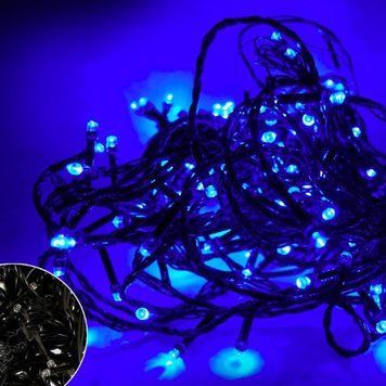 Гирлянда-нить (String-Lights) 100B-3 внутренняя, с чёрным проводом, 7м (Синий цвет) DP-10597 фото