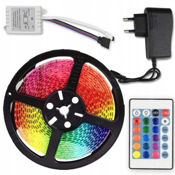 Гірлянда-стрічка (Rope-Lights) SMD5050-RGB Music універсальна, з чорним дротом, 5м (Різнокольорова) DP-НФ-00007780 фото