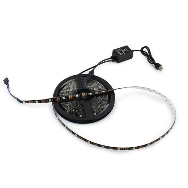 Гірлянда-стрічка (Rope-Lights) SMD5050-RGB Music універсальна, з чорним дротом, 5м (Різнокольорова) DP-НФ-00007780 фото