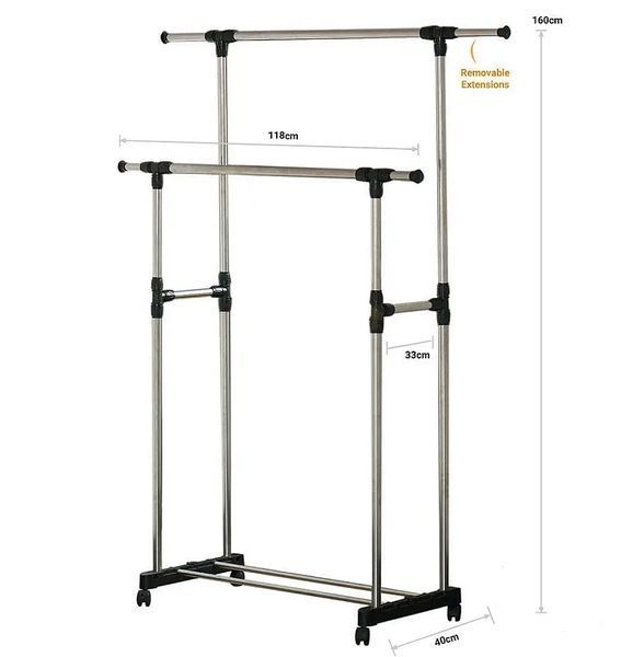 Вешалка стойка для одежды телескопическая Double Pole Mini 1118 фото