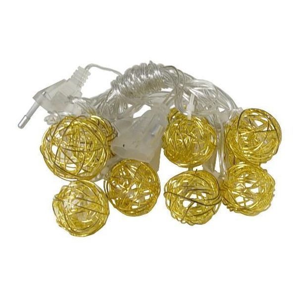 Гірлянда-нитка (String-Lights) Metal Ball 10WW-1 внутрішня, з прозорим проводом, 2м (Колір: Білий-теплий) DP-НФ-00005701 фото