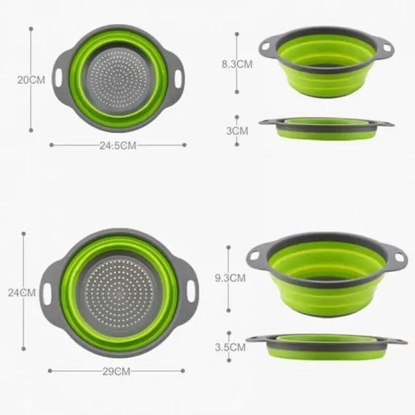 Друшляк силіконовий складаний великий + маленький Collapsible filter baskets V3348 фото