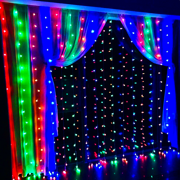 Гірлянда-водоспад (Curtain-Lights) Itrains-480-M внутрішня, з прозорим дротом, 3*3м (Різнокольорова) DP-НФ-00005656 фото