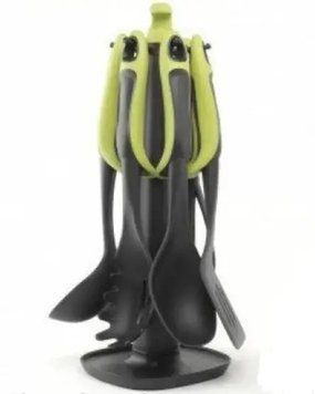 Набор кухонных принадлежностей ЗЕЛЕНЫЙ KITCHEN TOOLS, 7 предметов Кухонный набор с подставкой GK5005 фото