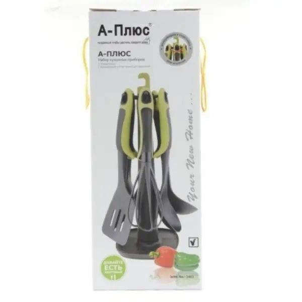 Набір кухонного приладдя ЗЕЛЕНИЙ KITCHEN TOOLS, 7 предметів Кухонний набір з підставкою GK5005 фото